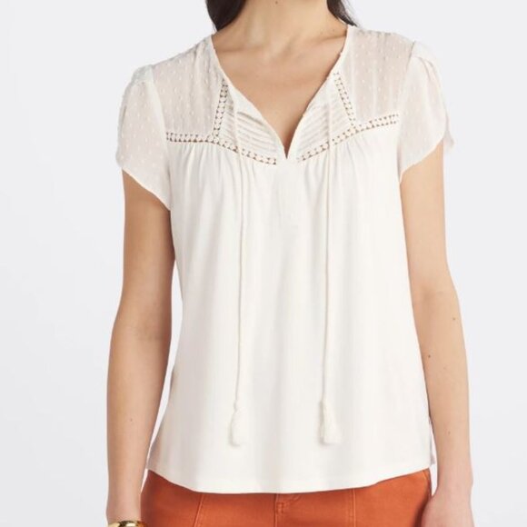 Daniel Rainn Blouse White Summer Spring Lace Crochet Top - Picture 1 of 5